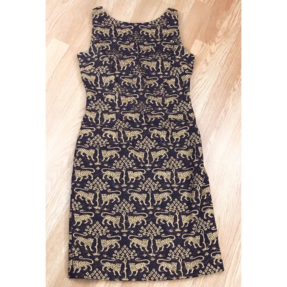 90s / 00s Maggy London Cheetah Jungle Shift Dress